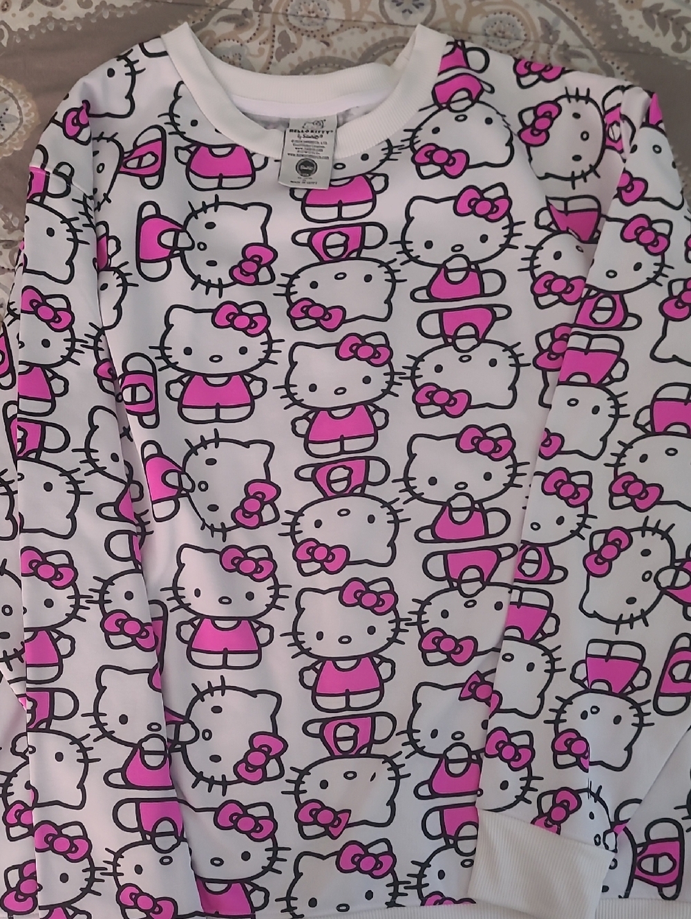 Hello Kitty White and Hot Pink Graphic Pullover